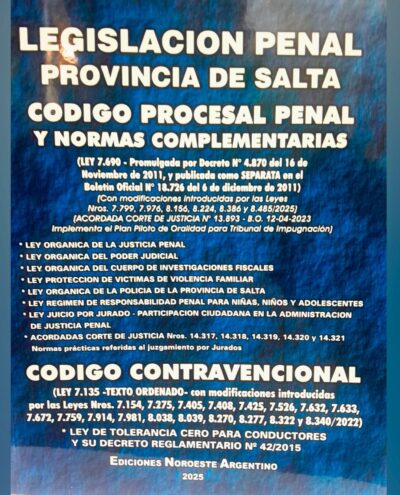 CODIGO PROCESAL PENAL SALTA 2025 Y REFORMAS